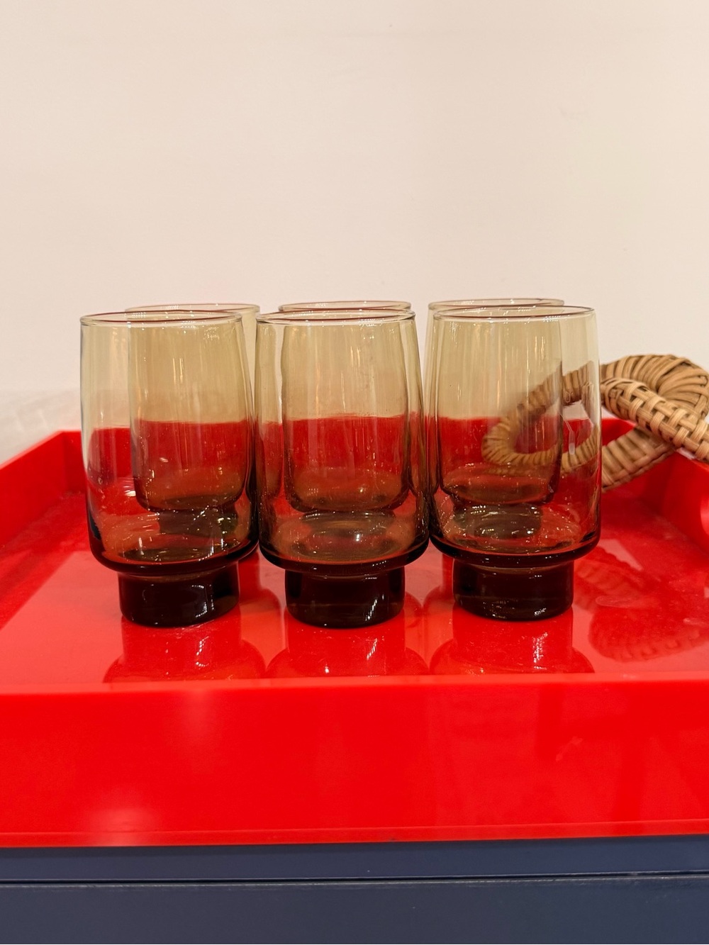 Smoky Brown Pedestal Glasses - Set of 6